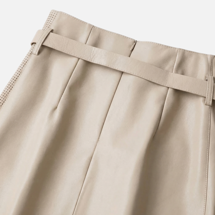 Schafsleder High-Waist Rock – Asymmetrisch mit Gürtel für Damen