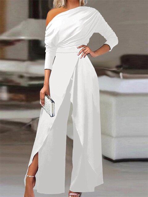 Schulterfreier Jumpsuit für Damen – Mit weitem Bein und fließendem Schnitt 1