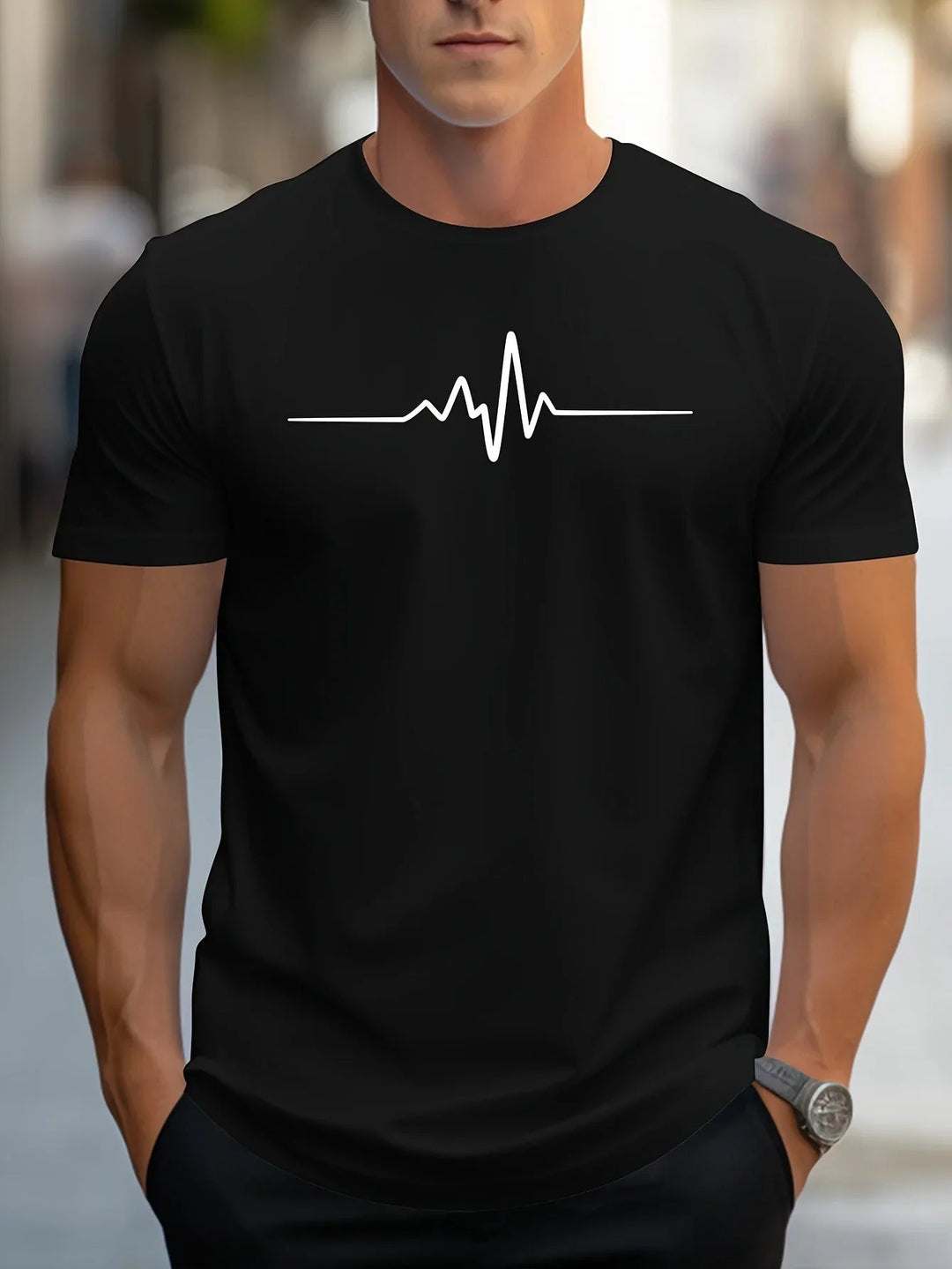Slim-Fit Graphic Knit T-Shirt für Herren – Short Sleeve Round Neck 2