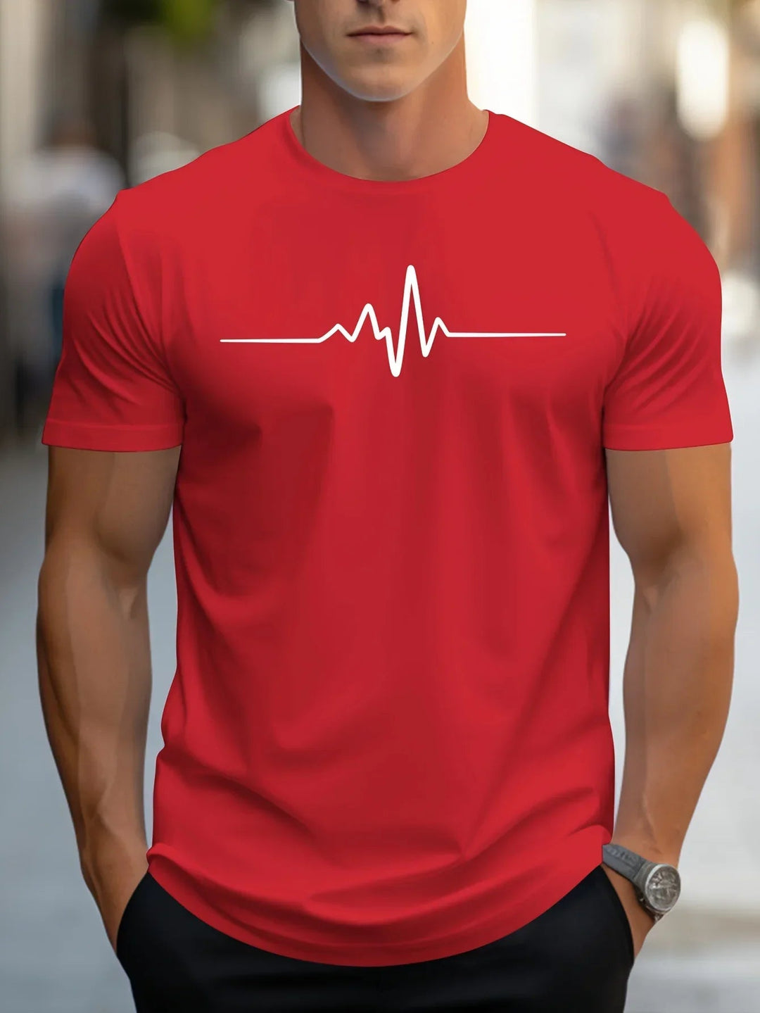 Slim-Fit Graphic Knit T-Shirt für Herren – Short Sleeve Round Neck 4
