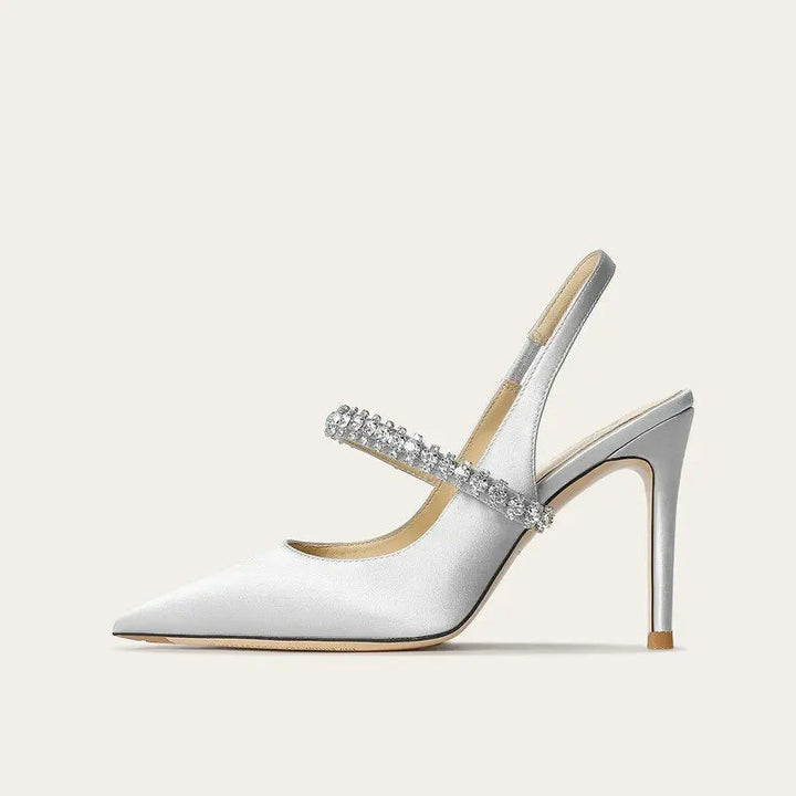 Slingback-Heels für Damen – Satin mit spitzer Kappe 3