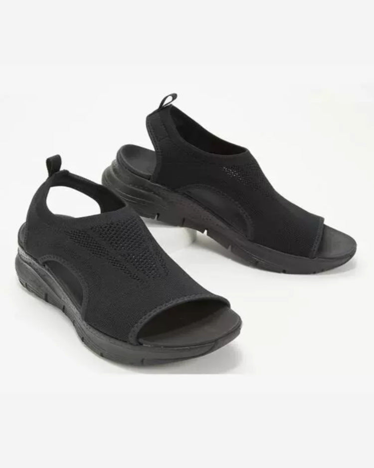 Slip_On_Sport_Sandalen_fuer_Damen_Strick_Design_mit_Fussbett_4
