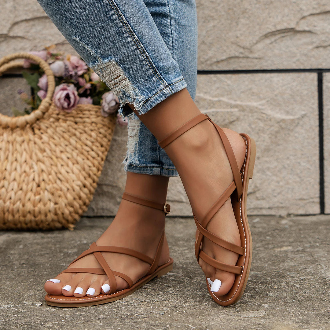Sommer Casual Riemchensandalen mit Knoechelschnalle fuer Damen 6