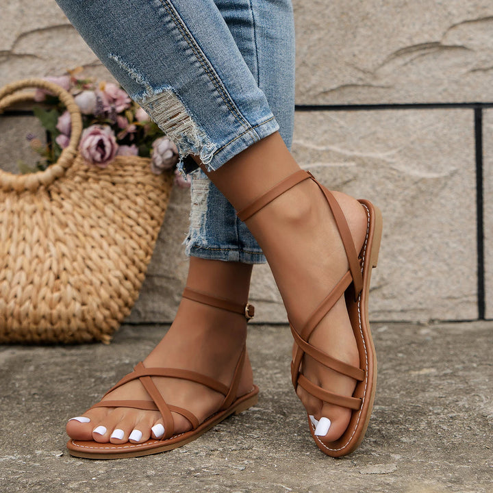 Sommer Casual Riemchensandalen mit Knoechelschnalle fuer Damen 6