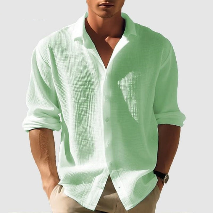 Sommer Laessiges Leinenhemd Atmungsaktives Button Down fuer Herren 2