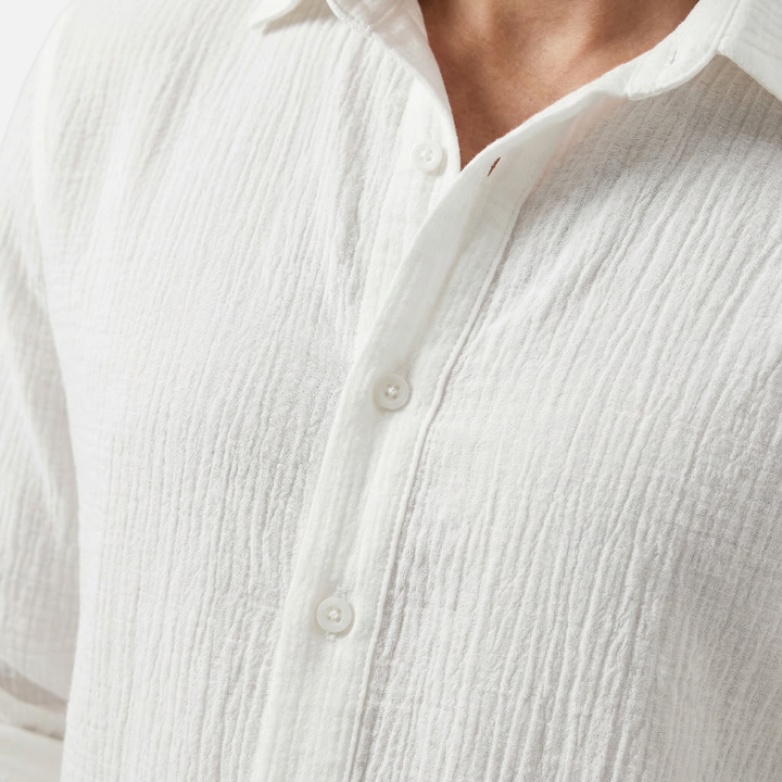 Sommer Laessiges Leinenhemd Atmungsaktives Button Down fuer Herren 6