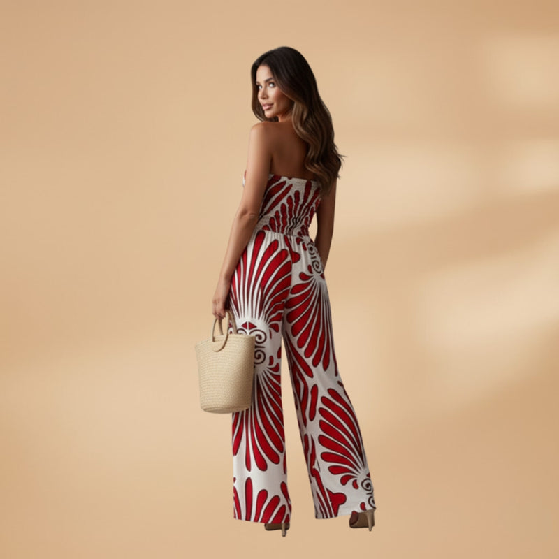 Sommer Overall mit Blumenprint und Gummizug Oberteil fuer Damen 5