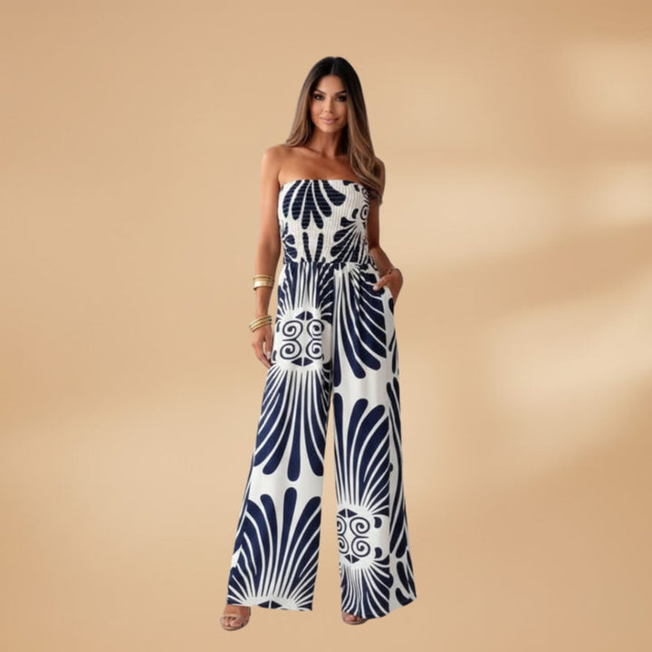 Sommer Overall mit Blumenprint und Gummizug Oberteil fuer Damen 7