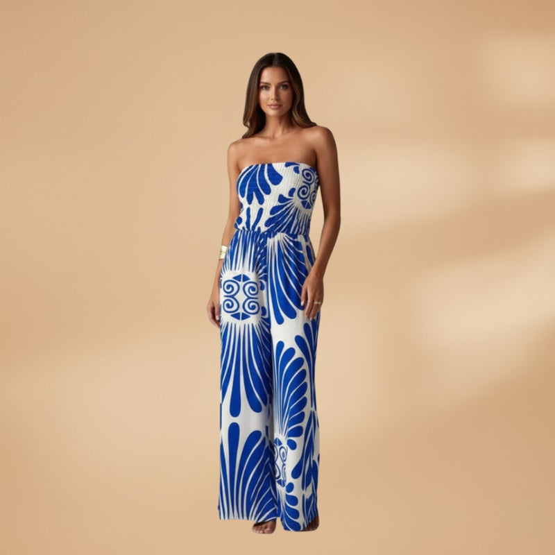 Sommer Overall mit Blumenprint und Gummizug Oberteil fuer Damen 8