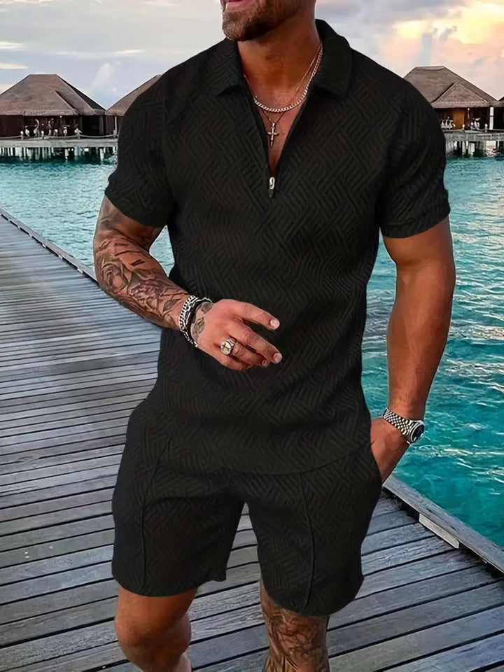 Sommer-Set für Herren – Sport-Oberteil & Shorts mit Farb-Kontrast 3