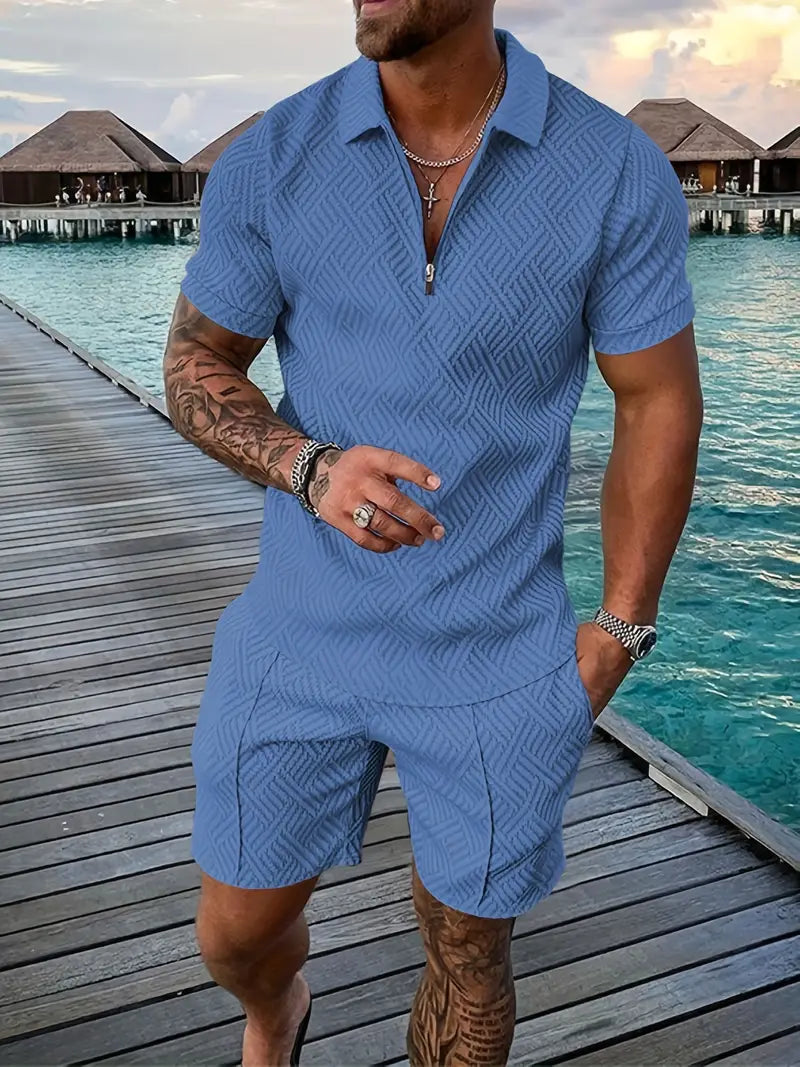 Sommer-Set für Herren – Sport-Oberteil & Shorts mit Farb-Kontrast 4