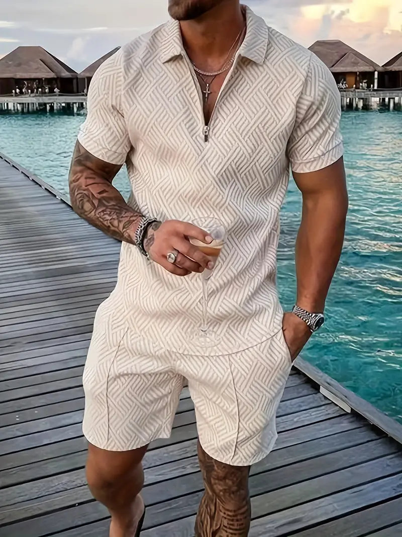 Sommer-Set für Herren – Sport-Oberteil & Shorts mit Farb-Kontrast 7