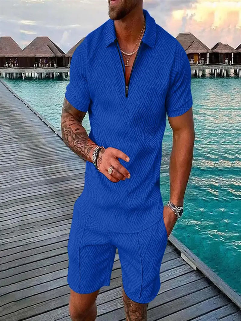 Sommer-Set für Herren – Sport-Oberteil & Shorts mit Farb-Kontrast 9