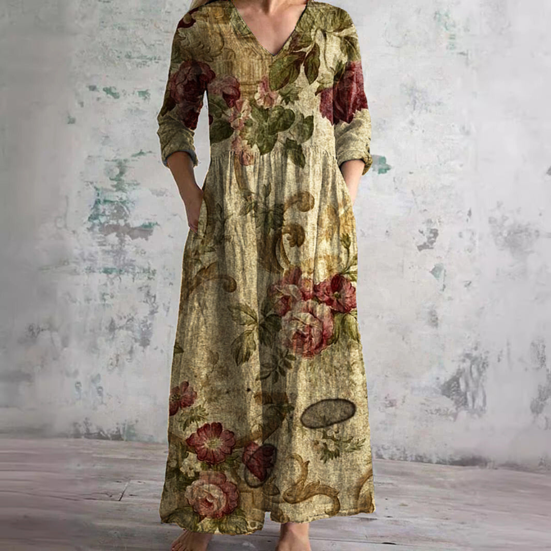 Sommerkleid für Damen – V-Ausschnitt und geblümt 8