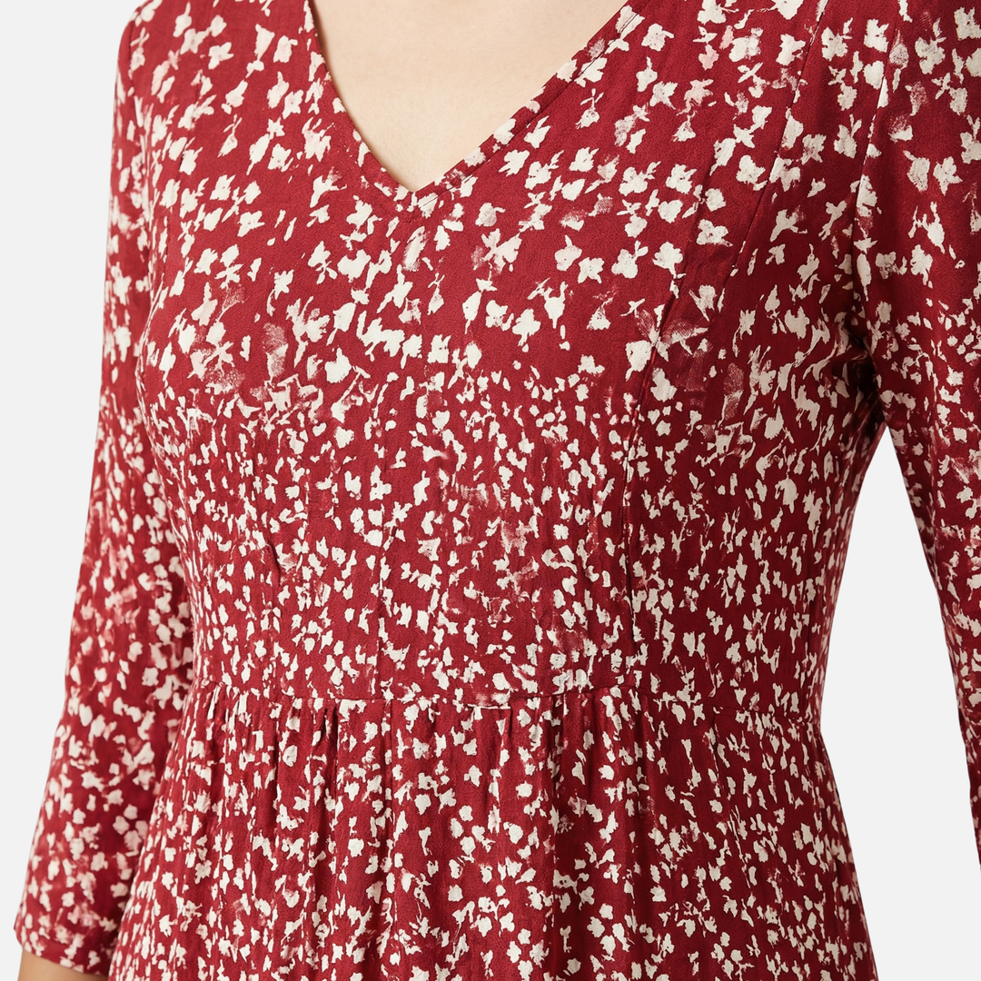 Sommerliches Midi-Kleid Floral mit V-Ausschnitt für Damen