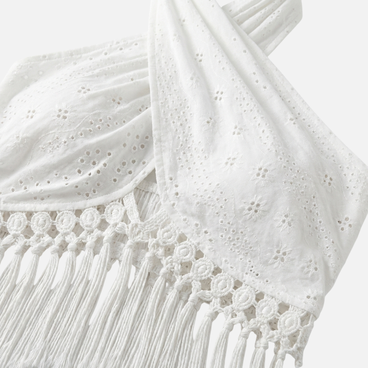 Spitzen Top mit Neckholder Ausschnitt und Quasten-Detail für Damen