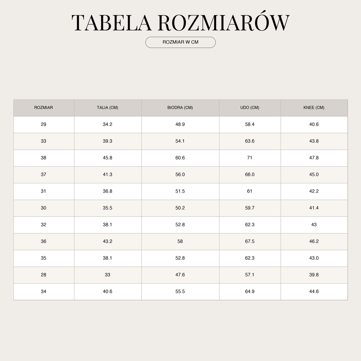 Men's Stretch Pants – Straight Leg with Waistband size chart