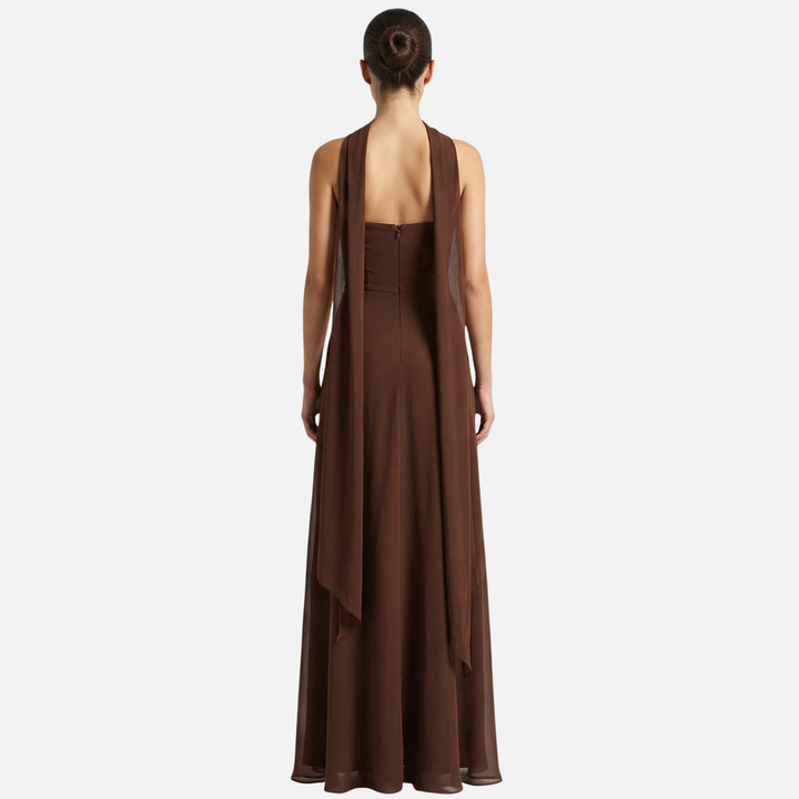 Straploses Maxikleid mit hohem Schlitz für Damen