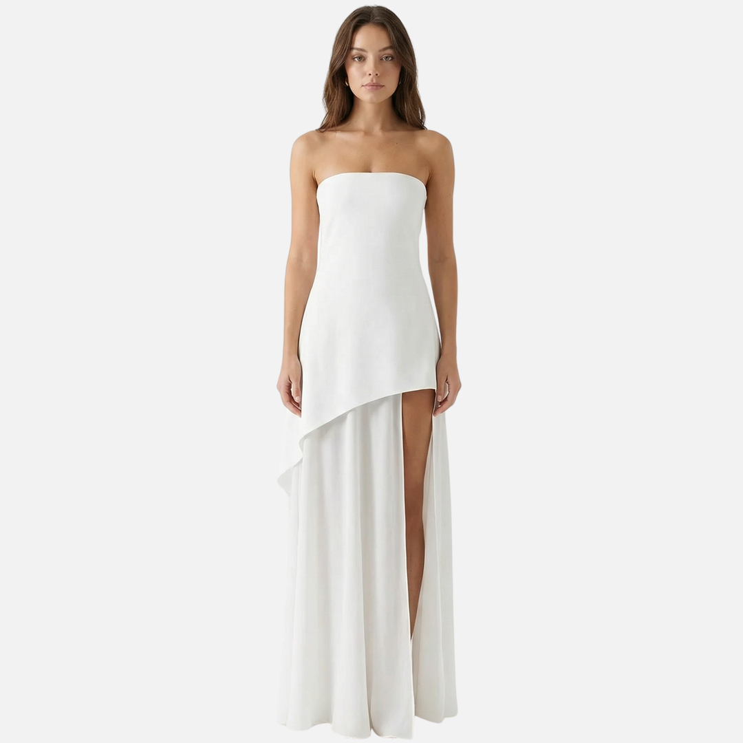 Straploses Maxikleid mit hohem Schlitz für Damen