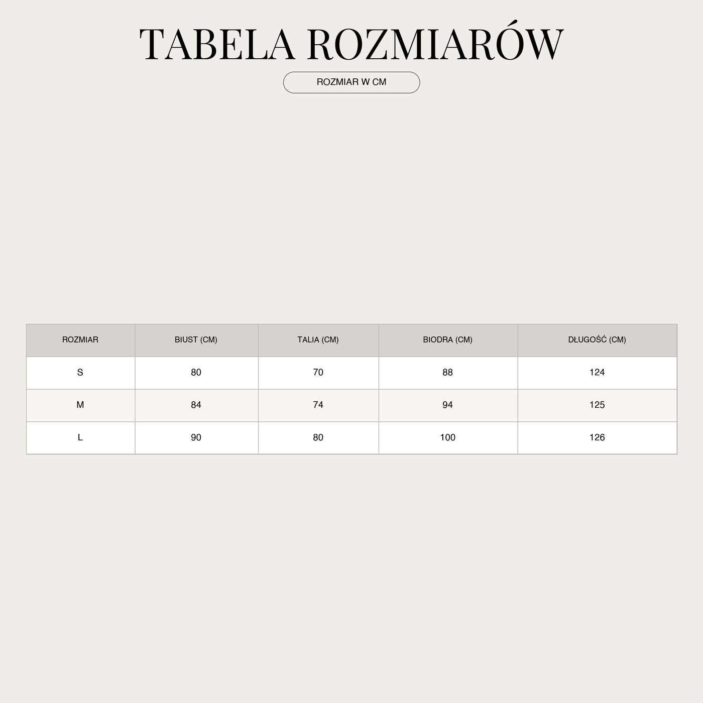 Damska sukienka maxi bez ramiączek z wysokim rozcięciem size chart