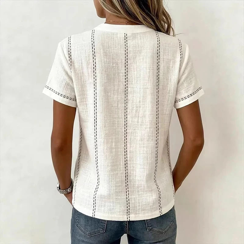 Struktur-Bluse für Damen – Mit durchgehender Knopfleiste und Kragen 10