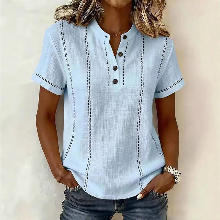 Struktur-Bluse für Damen – Mit durchgehender Knopfleiste und Kragen 2