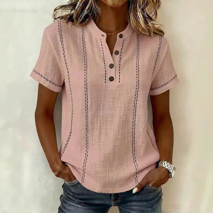 Struktur-Bluse für Damen – Mit durchgehender Knopfleiste und Kragen 4