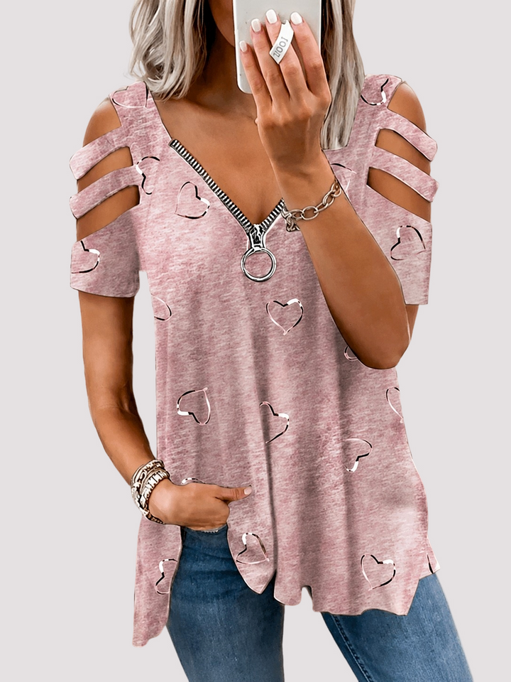 Sweatshirt für Damen – Herzprint & Reißverschluss-Ausschnitt 4