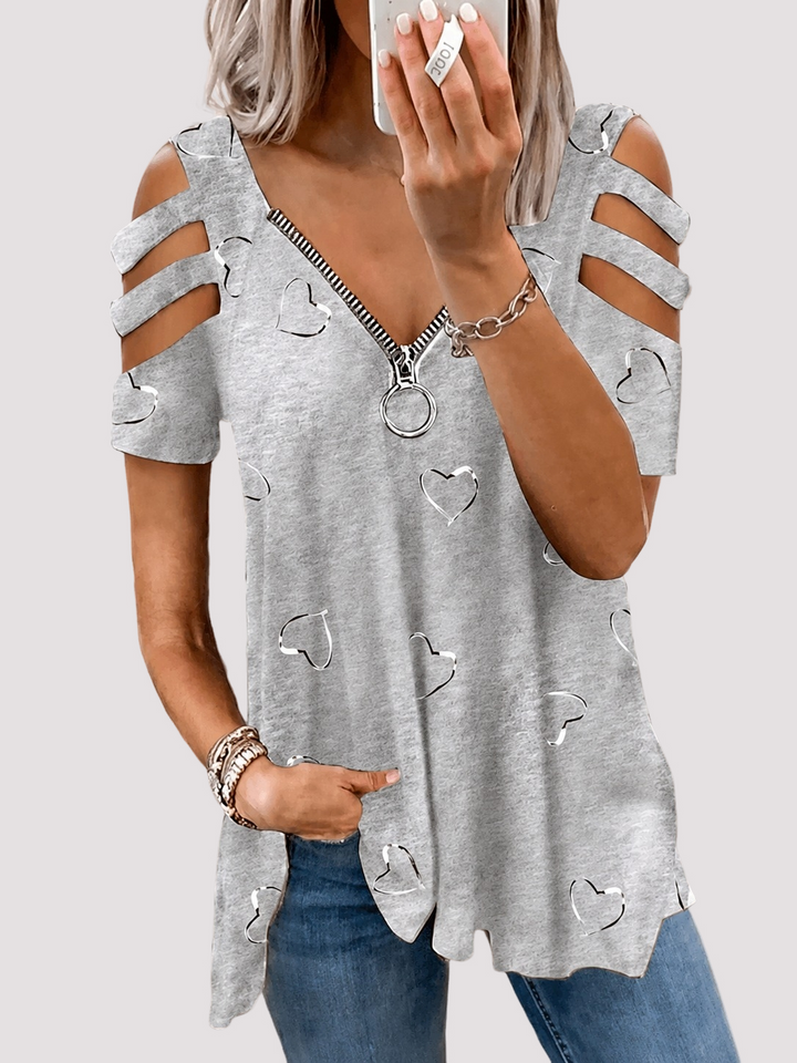 Sweatshirt für Damen – Herzprint & Reißverschluss-Ausschnitt 6