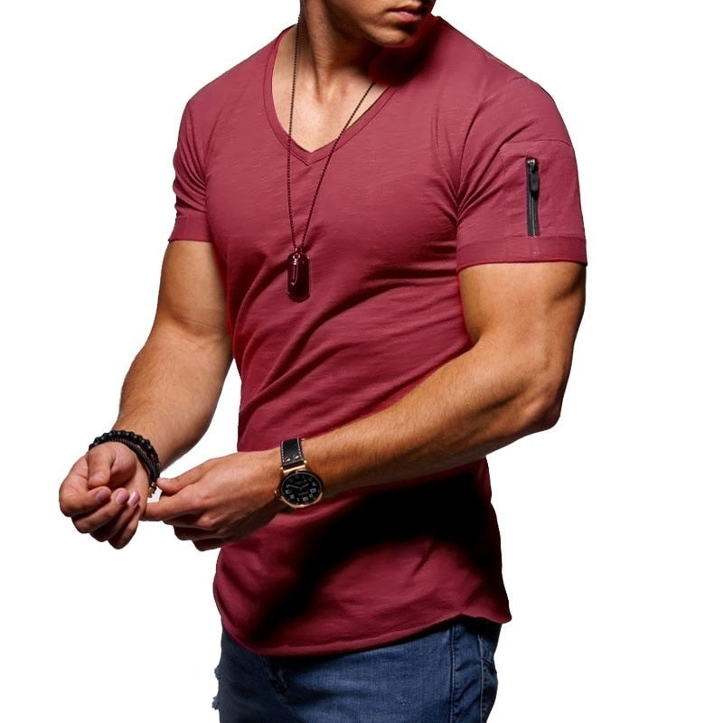 T-Shirt für Herren – V-Ausschnitt, atmungsaktiver Stoff 2