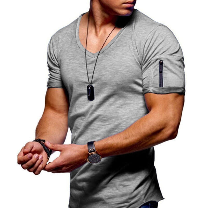 T-Shirt für Herren – V-Ausschnitt, atmungsaktiver Stoff 3