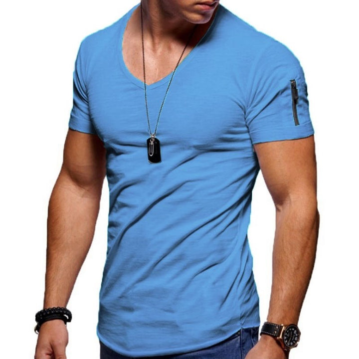 T-Shirt für Herren – V-Ausschnitt, atmungsaktiver Stoff 8