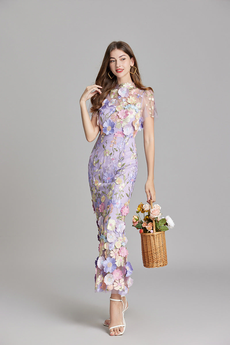 T_ll_Maxikleid_f_r_Damen_Florale_3D_Applikationen_mit_Abendlook_12