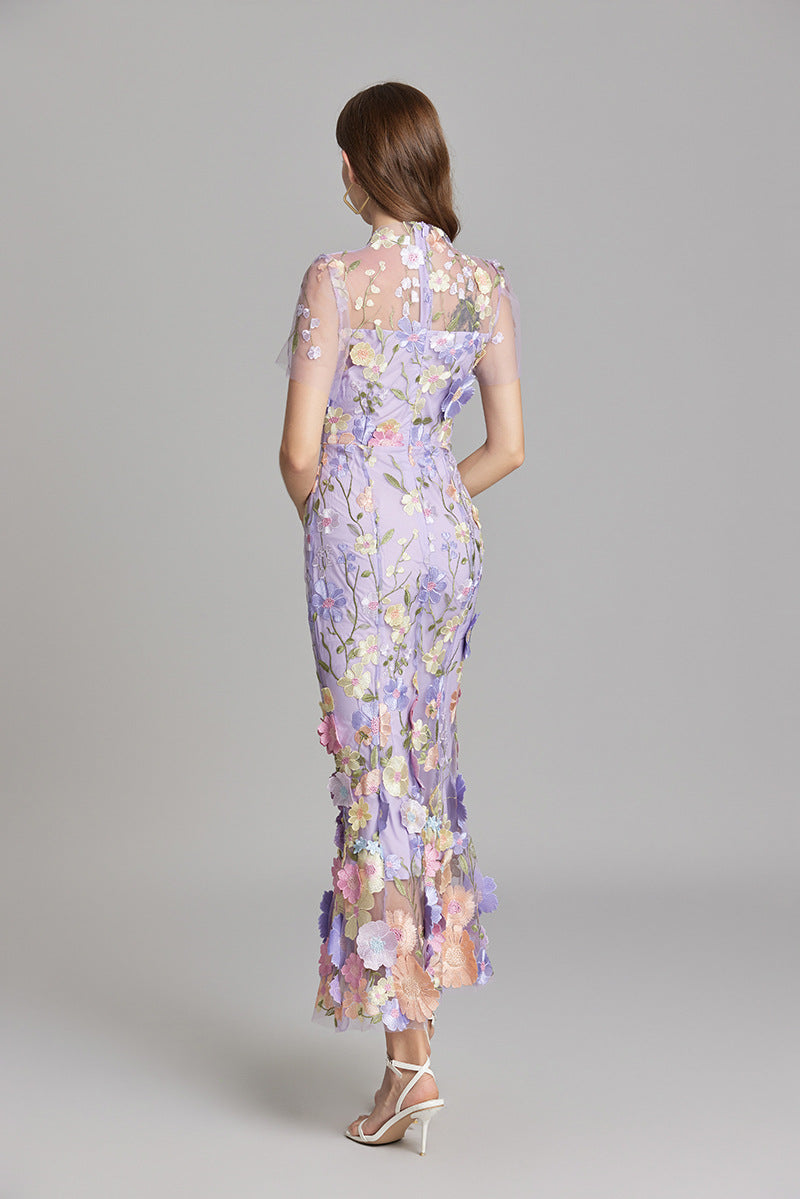 T_ll_Maxikleid_f_r_Damen_Florale_3D_Applikationen_mit_Abendlook_14