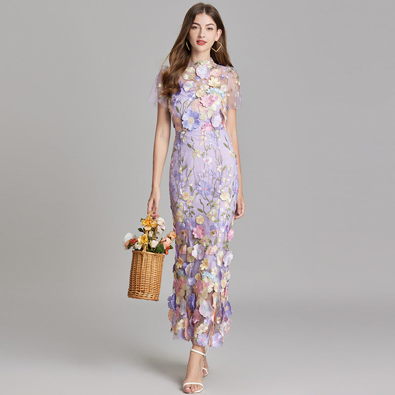 T_ll_Maxikleid_f_r_Damen_Florale_3D_Applikationen_mit_Abendlook_15