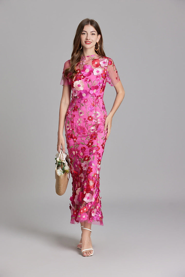 T_ll_Maxikleid_f_r_Damen_Florale_3D_Applikationen_mit_Abendlook_2