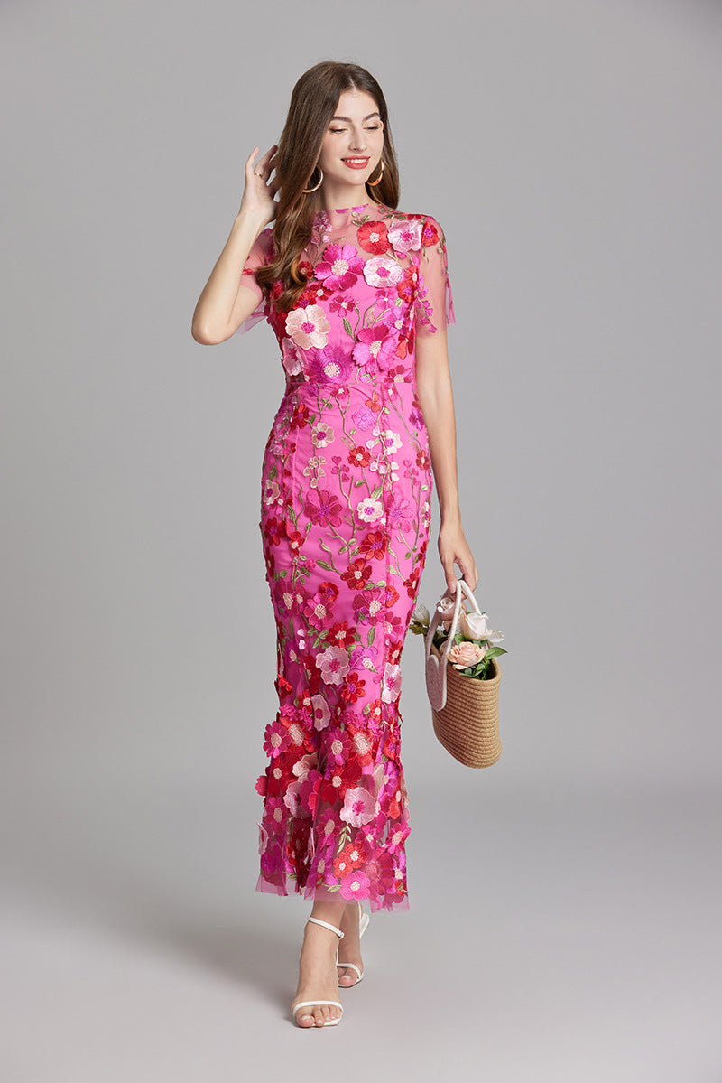 T_ll_Maxikleid_f_r_Damen_Florale_3D_Applikationen_mit_Abendlook_4