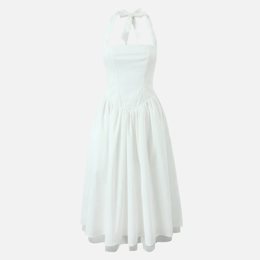 Tailliertes Midi-Schwingkleid mit Neckholder für Damen