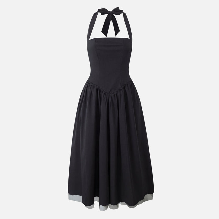Tailliertes Midi-Schwingkleid mit Neckholder für Damen