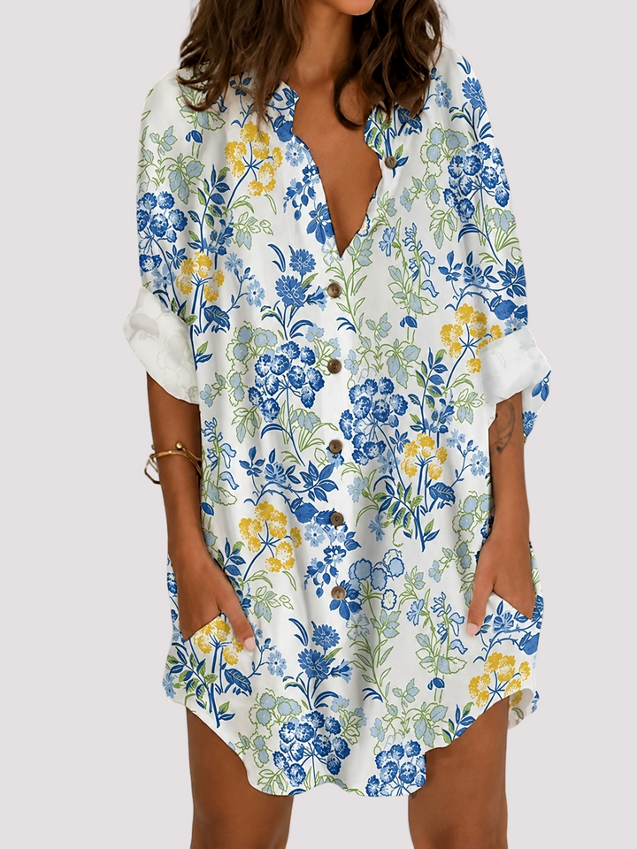 V-Ausschnitt-Bluse für Damen – Mit Knopfleiste und femininem V-Ausschnitt 3