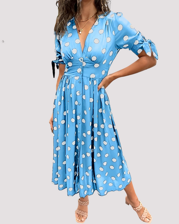 V-Ausschnitt-Kleid für Damen – In A-Linien-Form & mit tiefem Dekolleté 1