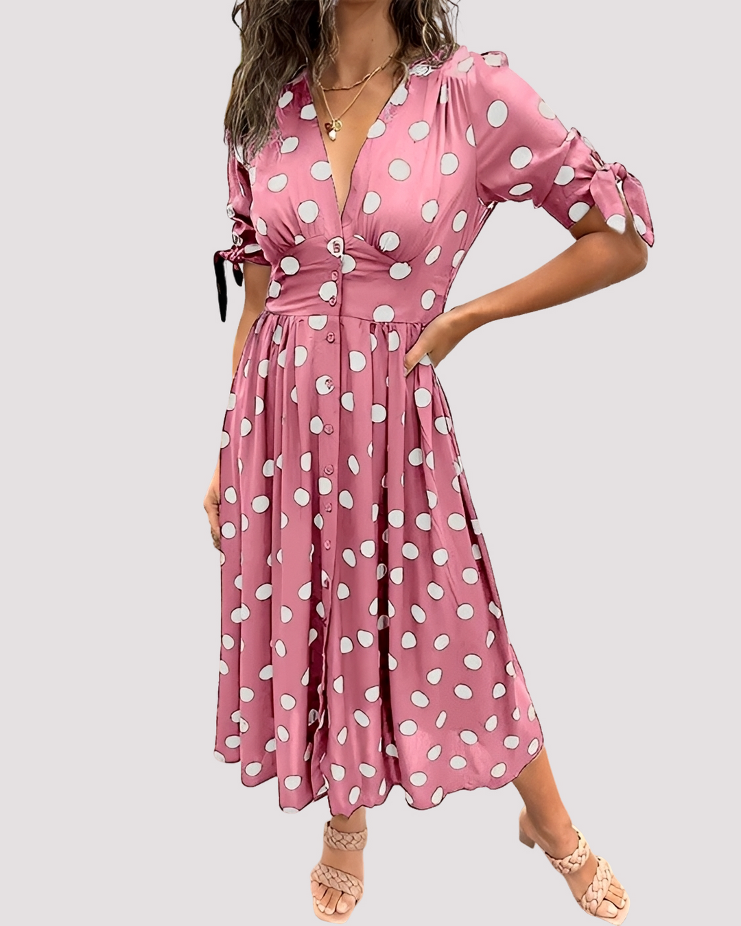 V-Ausschnitt-Kleid für Damen – In A-Linien-Form & mit tiefem Dekolleté 2