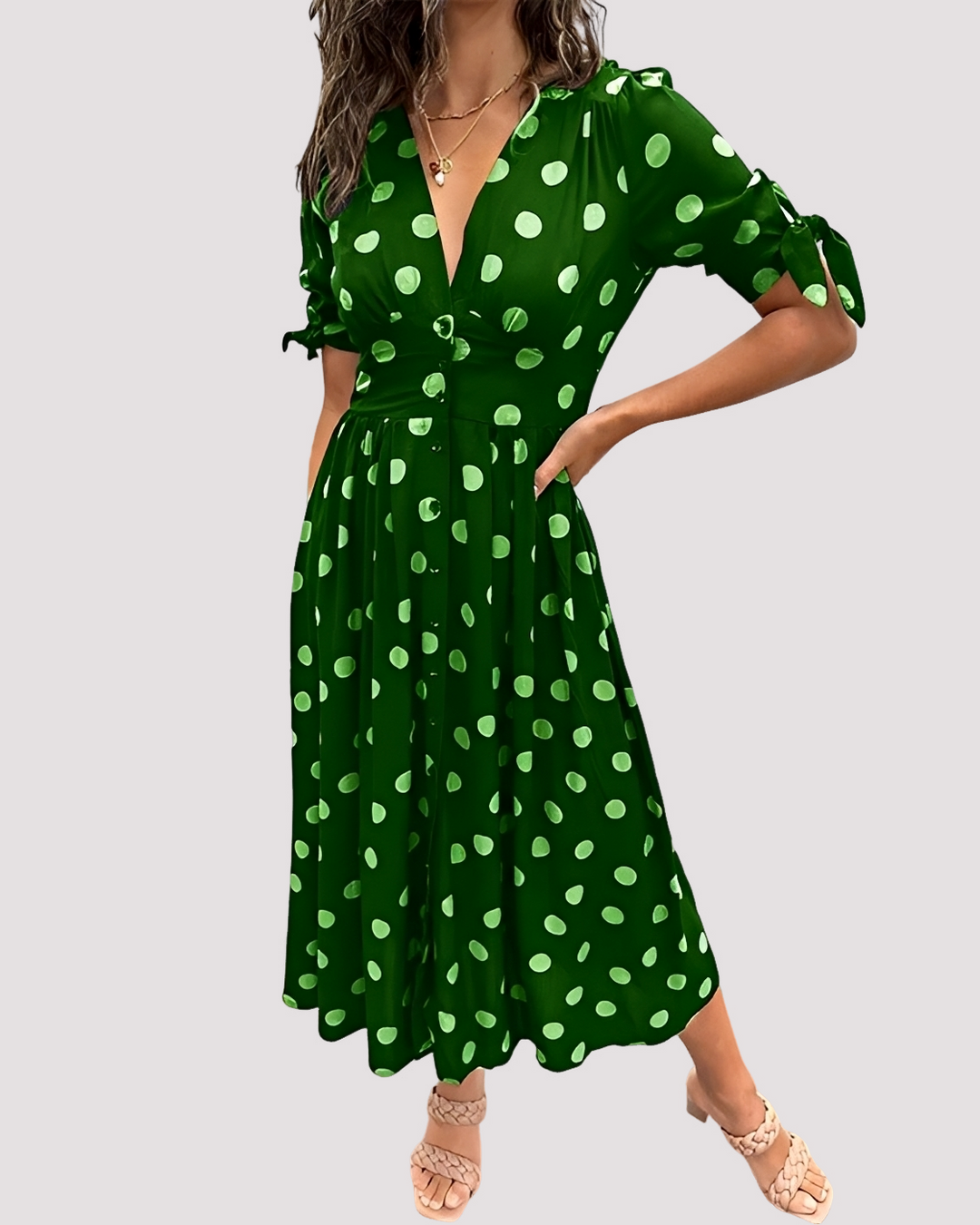 V-Ausschnitt-Kleid für Damen – In A-Linien-Form & mit tiefem Dekolleté 3