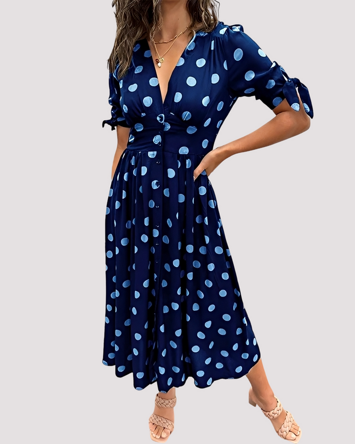 V-Ausschnitt-Kleid für Damen – In A-Linien-Form & mit tiefem Dekolleté 4