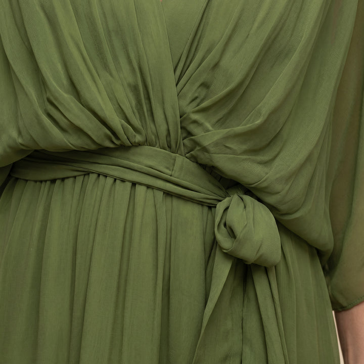 V_Ausschnitt_Midi_Wickelkleid_f_r_Damen_Bindedetail_vorne_4