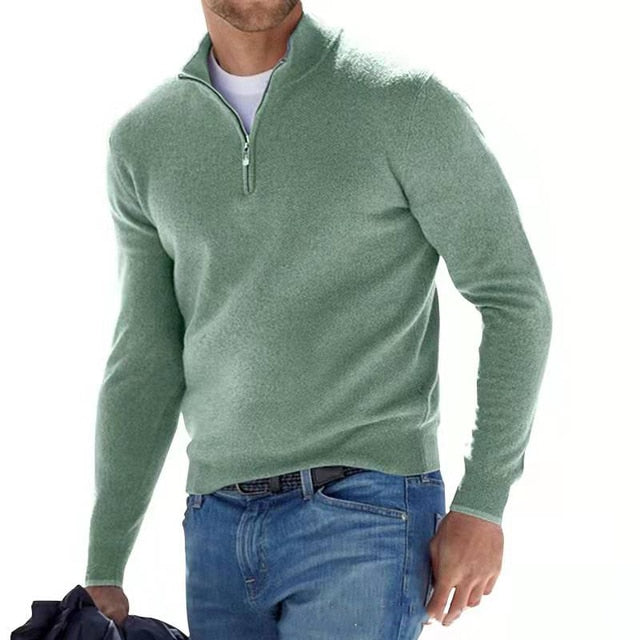 V-Ausschnitt-Pullover für Herren – Aus Merino mit Reißverschluss 1