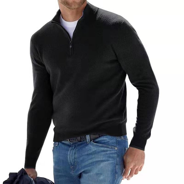 V-Ausschnitt-Pullover für Herren – Aus Merino mit Reißverschluss 2