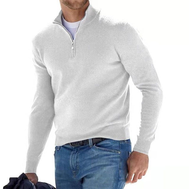 V-Ausschnitt-Pullover für Herren – Aus Merino mit Reißverschluss 3