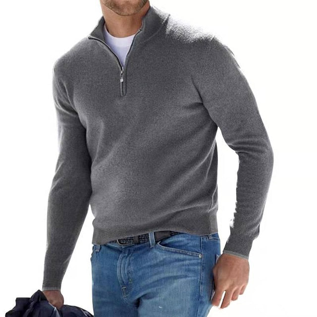 V-Ausschnitt-Pullover für Herren – Aus Merino mit Reißverschluss 8