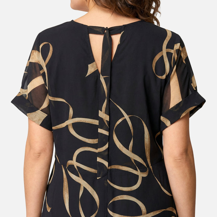 Weit geschnittenes Chiffon Midikleid mit V-Ausschnitt für Damen